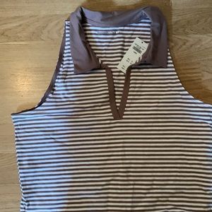 Abercrombie & Fitch, Essential Brown Striped Polo Tank, Size Large